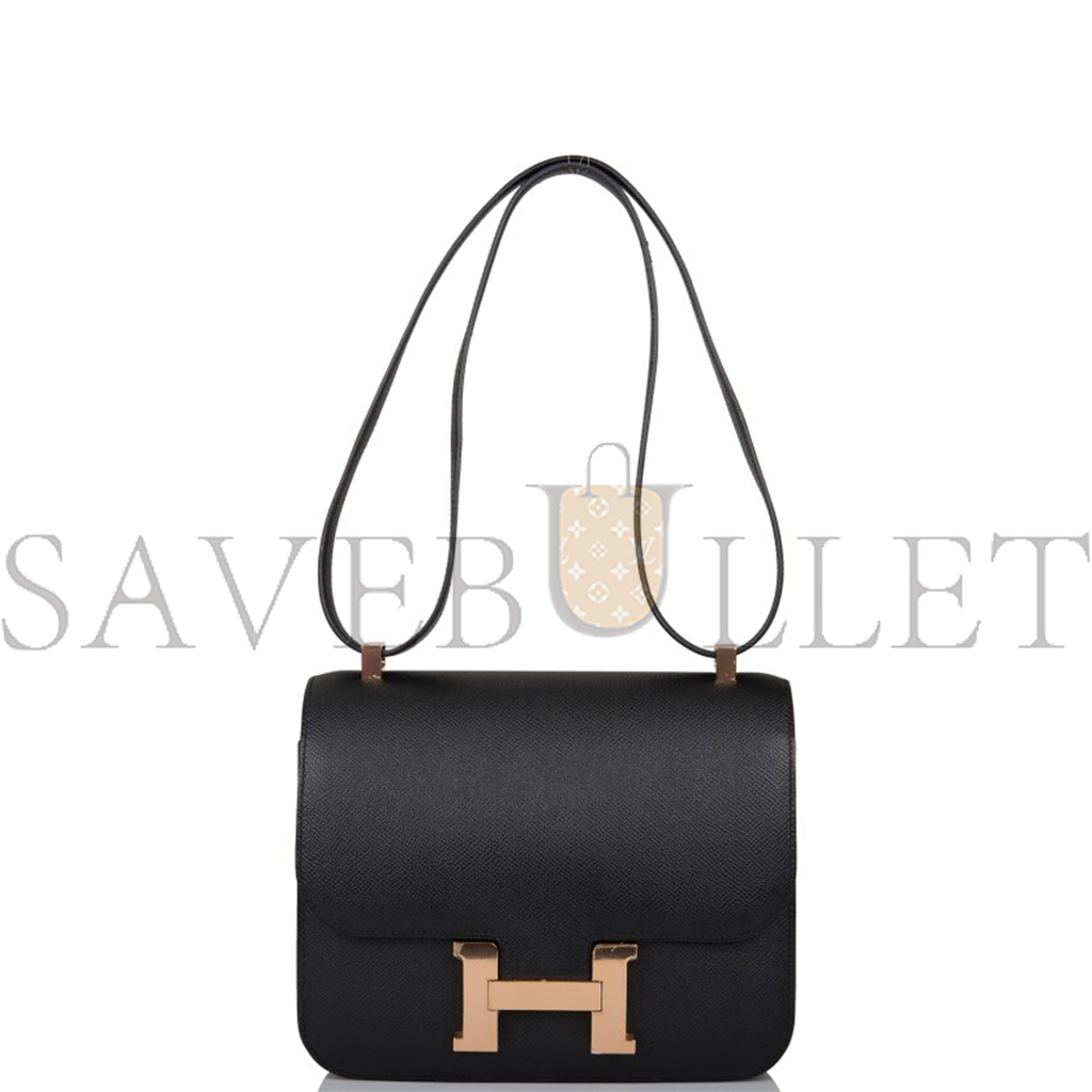 H**mes black constance 24 in epsom leather with rose gold hardware (24*18*8cm)